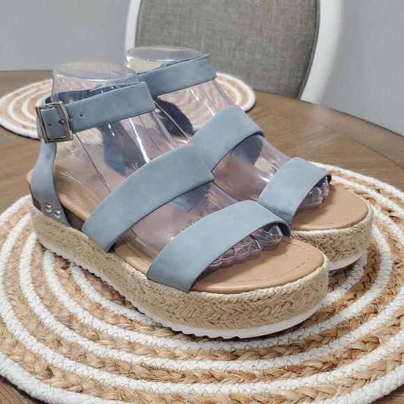 Soda VALETT Open Toe, Casual Ankle Strap Sandals,,Women’s Size 8, Blue - Picture 1 of 7